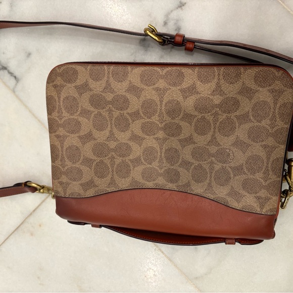 Coach Brown Leather & Signature Canvas Crossbody Bag - Picture 8 of 8